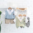 Lapel Stripe Fake Vest Short Sleeve Suit Casual Shorts Two Piece Set