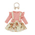 Girls autumn and winter Outfits strap printed skirt set of three