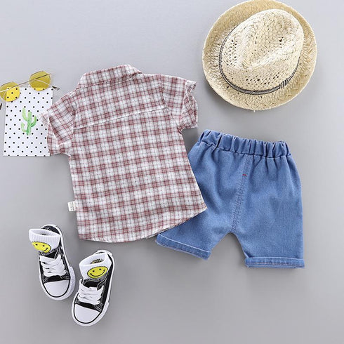 Boys summer short sleeve suit two-piece set