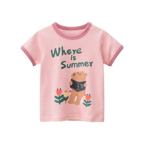 Children's Cartoon Bear Short Sleeve T-shirt