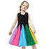 Girls Sleeveless Rainbow Stitching Dress