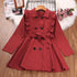 Girls Coat Spring And Autumn Double-breasted Belt Long Sleeve Windbreaker