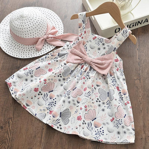 Baby Girl's Summer Butterfly-Print Sling Dress