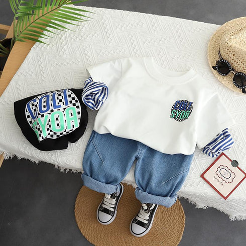 Sports boy sweater casual handsome two-piece set