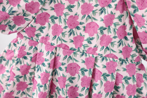 Girl's Summer Dress Girl's Bubble Sleeve Flower Sweet Princess Dress