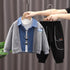 Boys winter suit plus velvet sweater set of three