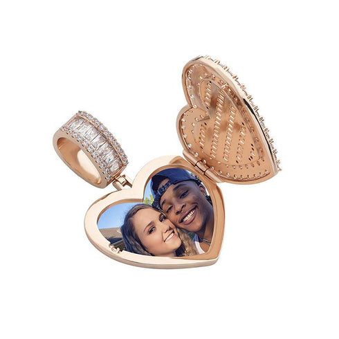 Flip Love Collection Photo Frame Pendant Full of Zircon Hip Hop Necklace