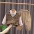 Boys spring and autumn sweater vest shirt three-piece set