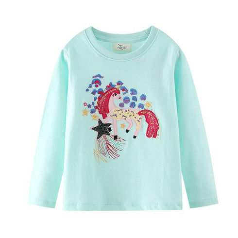 Girls Long Sleeve T-shirt European And American Autumn New Cartoon Printed Jacket