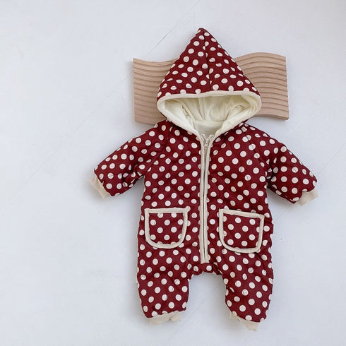 Winter cotton-padded baby jumpsuit plus velvet winter cotton-padded jacket