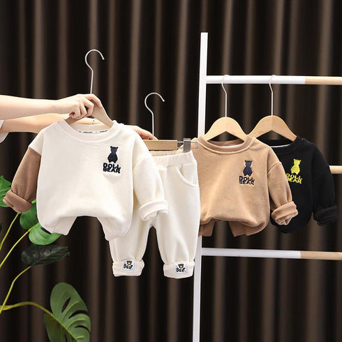 Children's long sleeve padded sweater two-piece suit