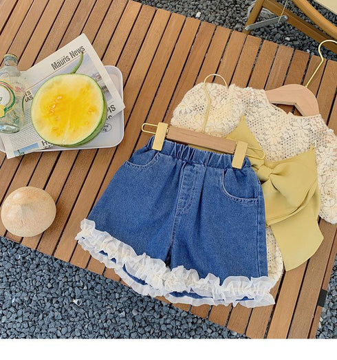 Western Style Lace Shorts Girls Casual Denim Hot Pants