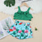 Summer girls suspender top shorts two-piece set