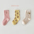 Embroidered letters baby bear socks color matching socks (three pairs)