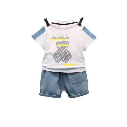 Children's Summer Short Sleeve Denim Shorts Set
