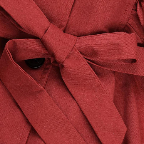 Girls Coat Spring And Autumn Double-breasted Belt Long Sleeve Windbreaker