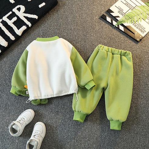 Winter children's velvet sweater long sleeve suit two-piece set
