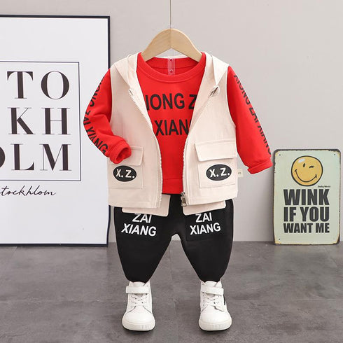 Boys spring and autumn suit set of three