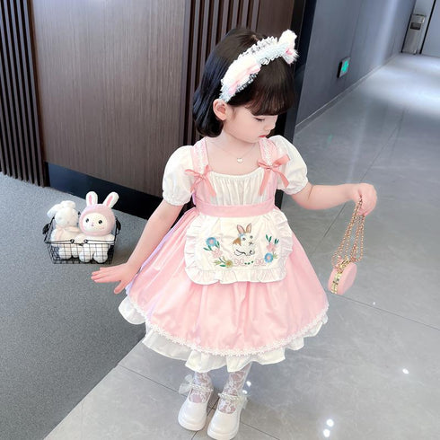 Girls Summer Dress Princess Dress 2022 New Summer Girl Foreign Style Unkempt Dress