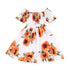 Girl's Summer Printed Sunflower Short Sleeve Princess Dress