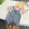 Cartoon Cowboy Suspenders Two-piece Baby Round Neck Striped Short Sleeve Suit