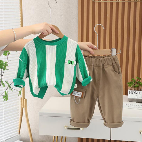 Spring and Autumn Boys Long Sleeve Set Two-Piece Set