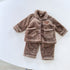 Children's Flannel Suit Baby's Autumn and Winter Bear Plush Pajamas Home Clothes