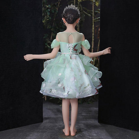 Girl's Princess Dress Green Pengpeng Fairy Dress Catwalk Dress Flower Girl Dress