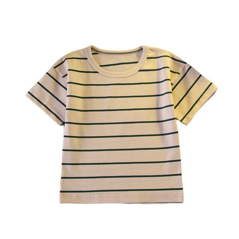 2pcs Toddler Boy Casual Stripe Tee and Belted Shorts Set
