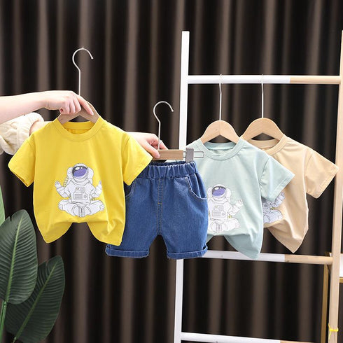 Astronaut short sleeve suit baby exotic thin two piece set