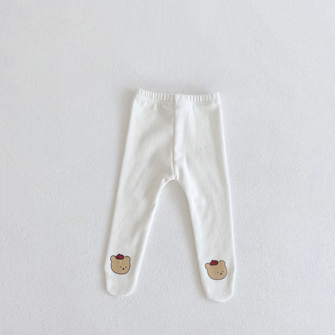 Spring and autumn bear head printed long sleeve ha coat and printed leggings