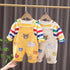 Striped Casual Sweater Bear Suspender Suit