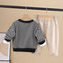 Boy's Spring and Autumn Long Sleeve Sweater Cardigan Three-Piece Set