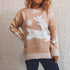 New Year Christmas Sweater Fawn Snowflake Crewneck Knit Pullover