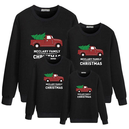 Christmas sweater black round neck without velvet warm long sleeve parent-child series