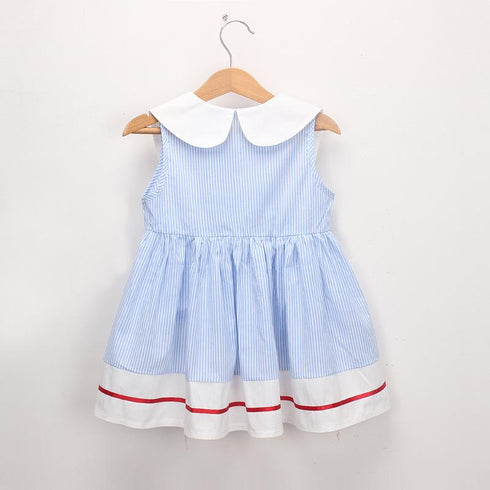 Summer Children's Clothing Girls' Doll Collar Striped Dress Sleeveless Vest Skirt
