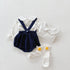 Baby Star Strap Onepiece Long Sleeve T-shirt 2-Piece Set