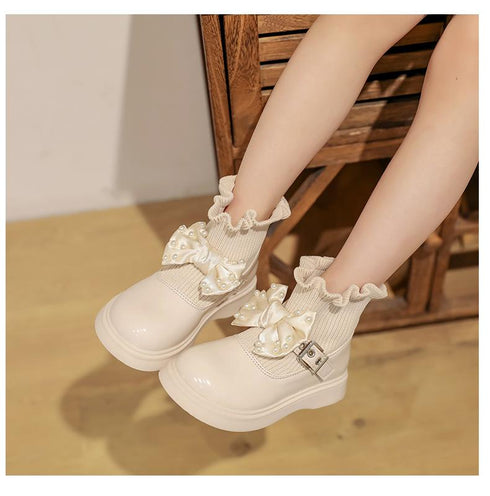 Casual Girl's Wear-Resistant High-Top Princess Shoes