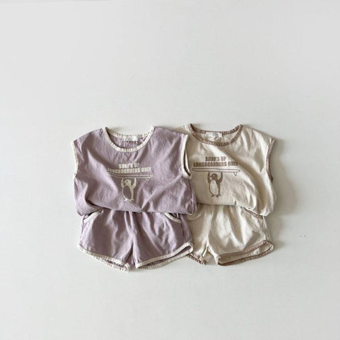 Thin Little Penguin Vest Sleeveless T-shirt Shorts Two Piece Set
