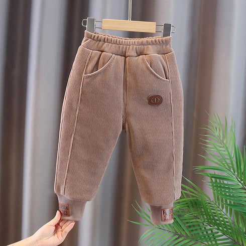 Winter children with velvet padded warm pants