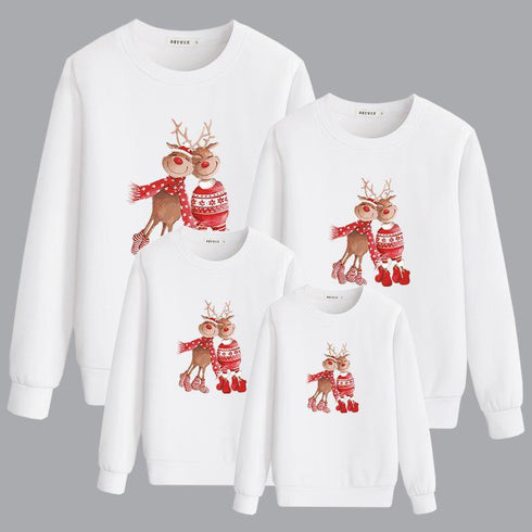 Christmas cartoon cute elk printed warm sweater family of three series