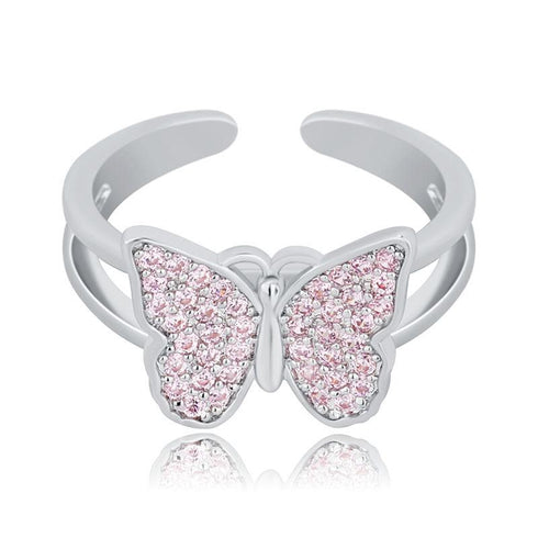 Butterfly women's ring full of zircon hip hop ring