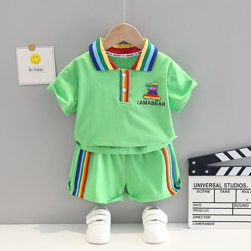 Lapel Short Sleeve Suit Casual Shorts Two Piece Set