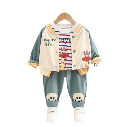 Spring and Autumn Boys Sports Baseball Suit Set of Three