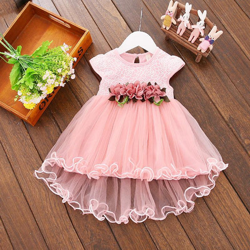 Summer New Girl Waist Flower Princess Dress Baby Girl Dress Fishtail Skirt
