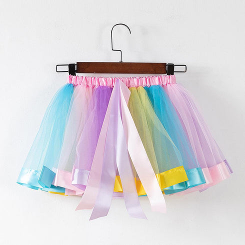 Summer New New Upgrade Plus Lined Mesh Rainbow Skirt Girl Skirt