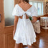 Backless Bow Bubble Sleeve Dress
