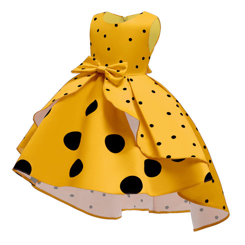 Girl's Wave Dot Vintage Dress Children's Princess Dress Dress