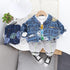 Boys Spring and Autumn Denim Coat Long Sleeve Three-Piece Set