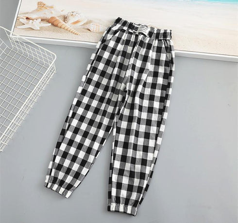 Girl's Plaid Casual Pants